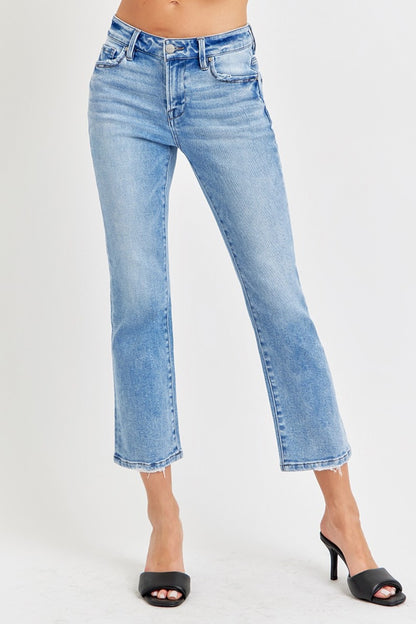 Low Rise Crop Slim Straight Jeans