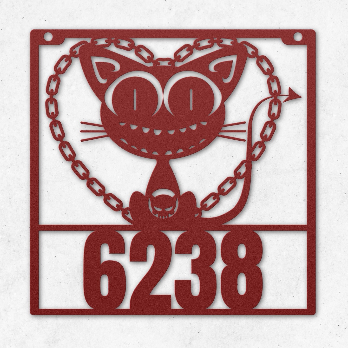 GOTHIC CAT CHAIN HEART METAL SIGN