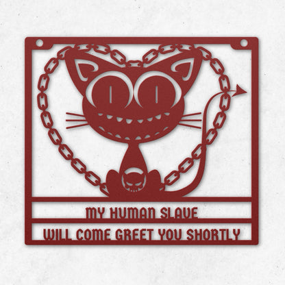 GOTHIC CAT CHAIN HEART METAL WALL ART