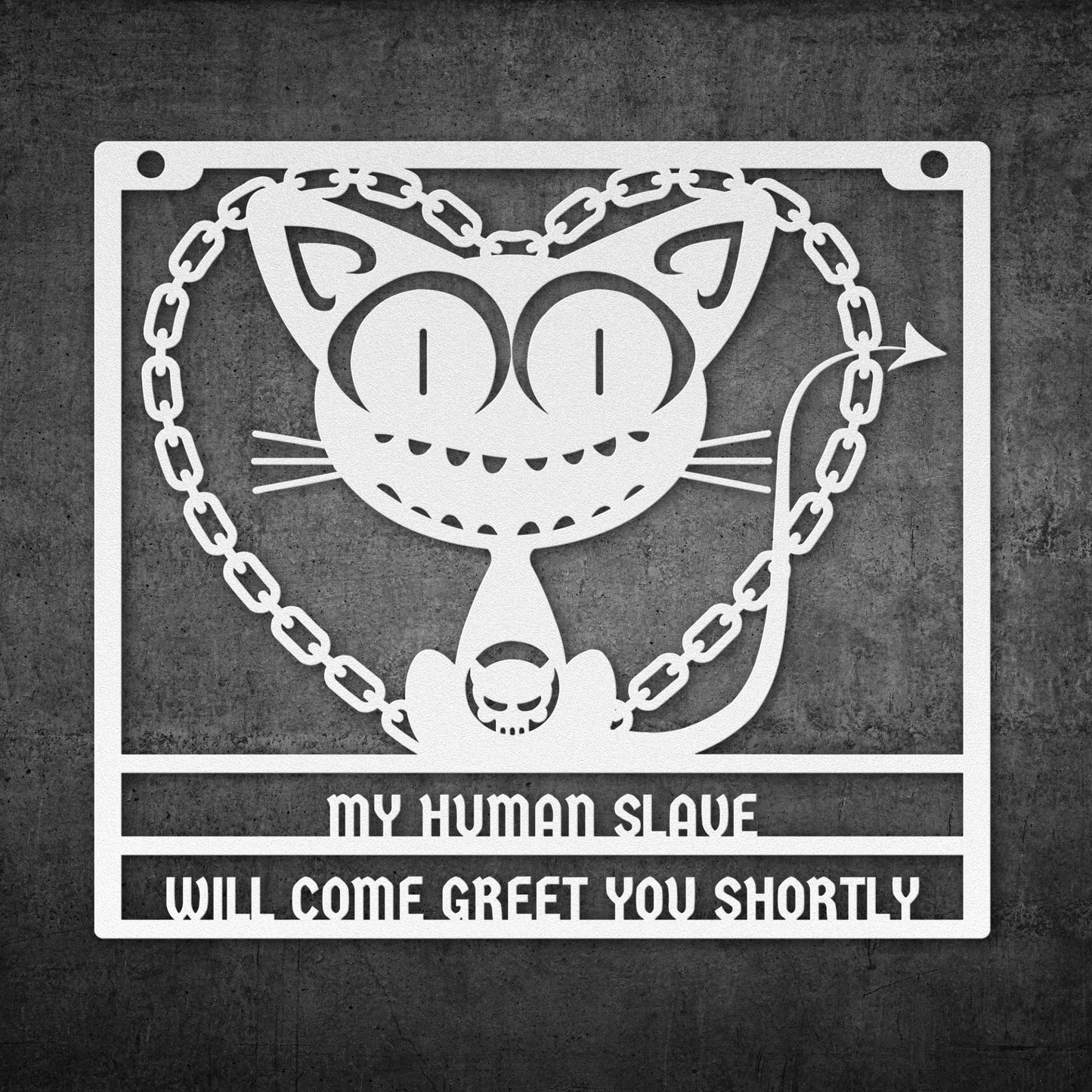 GOTHIC CAT CHAIN HEART METAL WALL ART