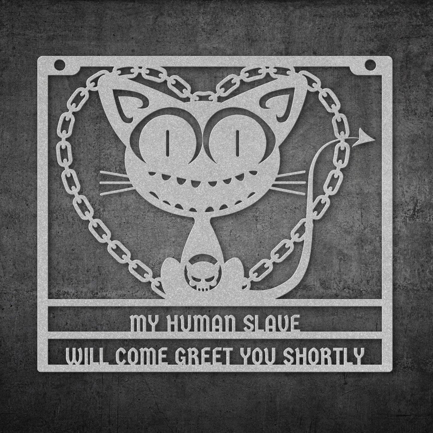 GOTHIC CAT CHAIN HEART METAL WALL ART