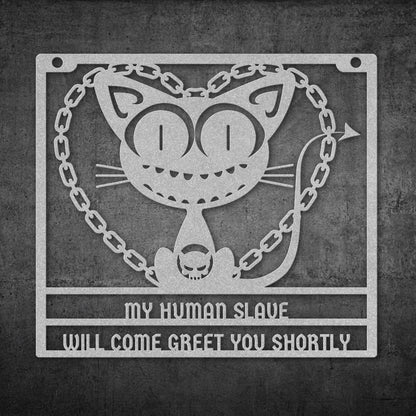 GOTHIC CAT CHAIN HEART METAL WALL ART