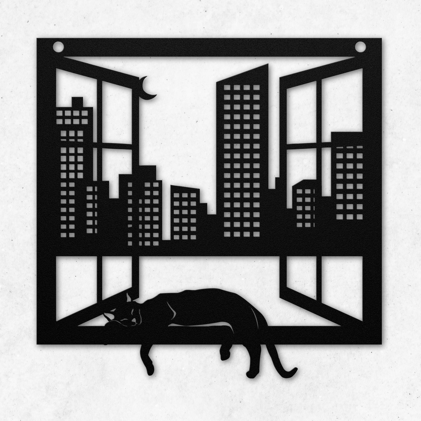 SLEEPING CAT METAL WALL ART