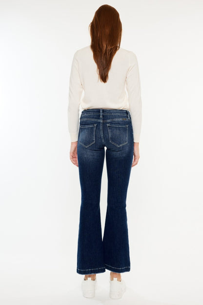 Mid Rise Button Fly Flare Jeans