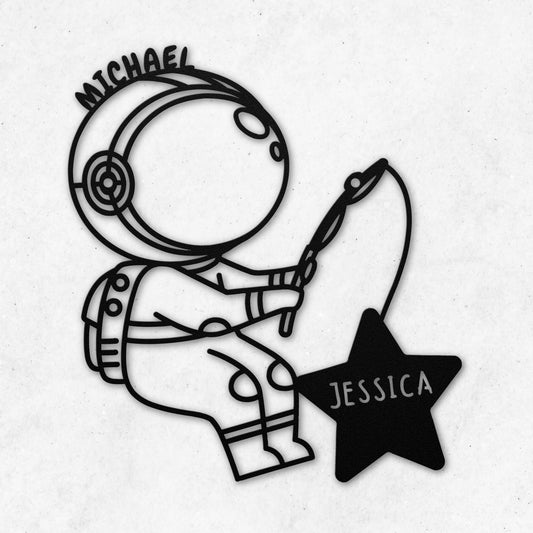 PERSONALIZED ASTRONAUT METAL WALL ART