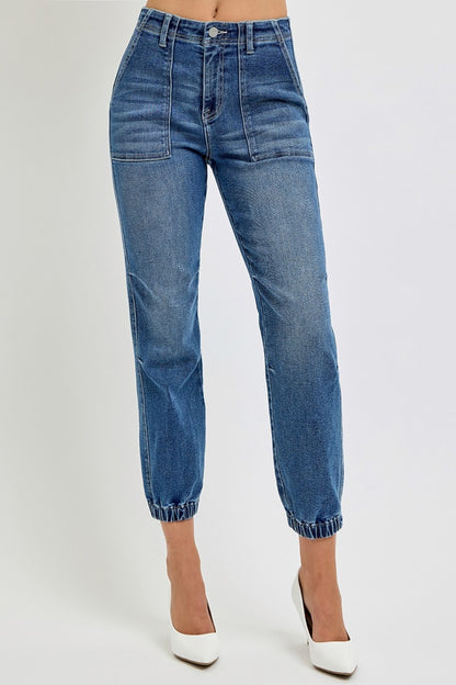 High Rise Ankle Jogger Jeans