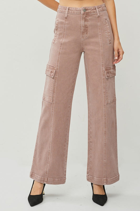 High Rise Wide Leg Cargo Jeans