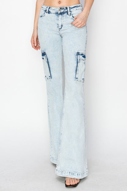 High Rise Cargo Flare Jeans