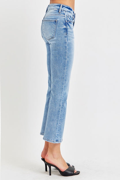 Low Rise Crop Slim Straight Jeans