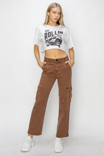 High Rise Cargo Jeans