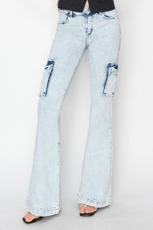 High Rise Cargo Flare Jeans