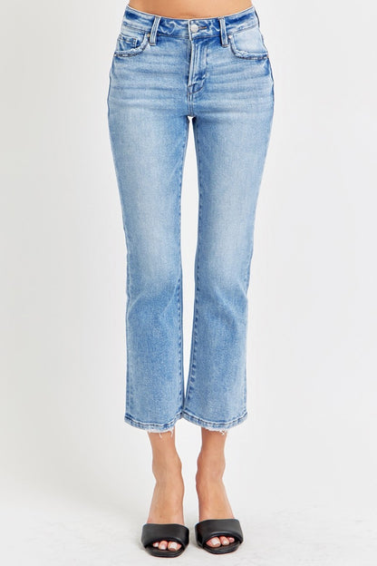 Low Rise Crop Slim Straight Jeans