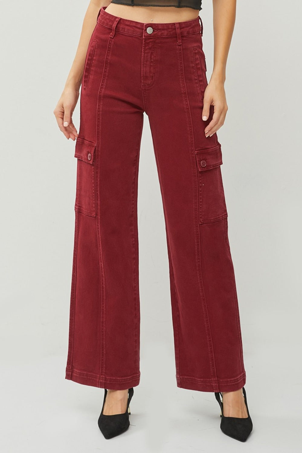 High Rise Wide Leg Cargo Jeans