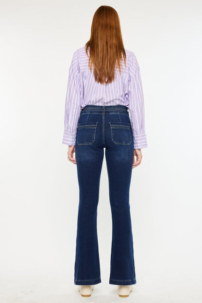 High Rise Double Waistband Flare Jeans