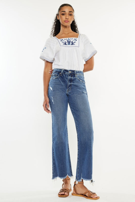 High Rise Slim Wide Leg Jeans