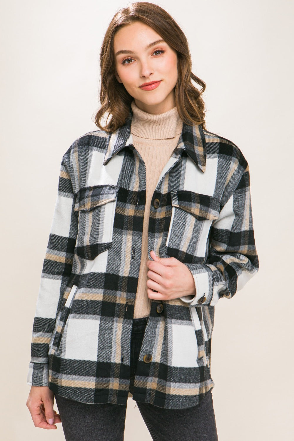 Plaid Button Up Shacket