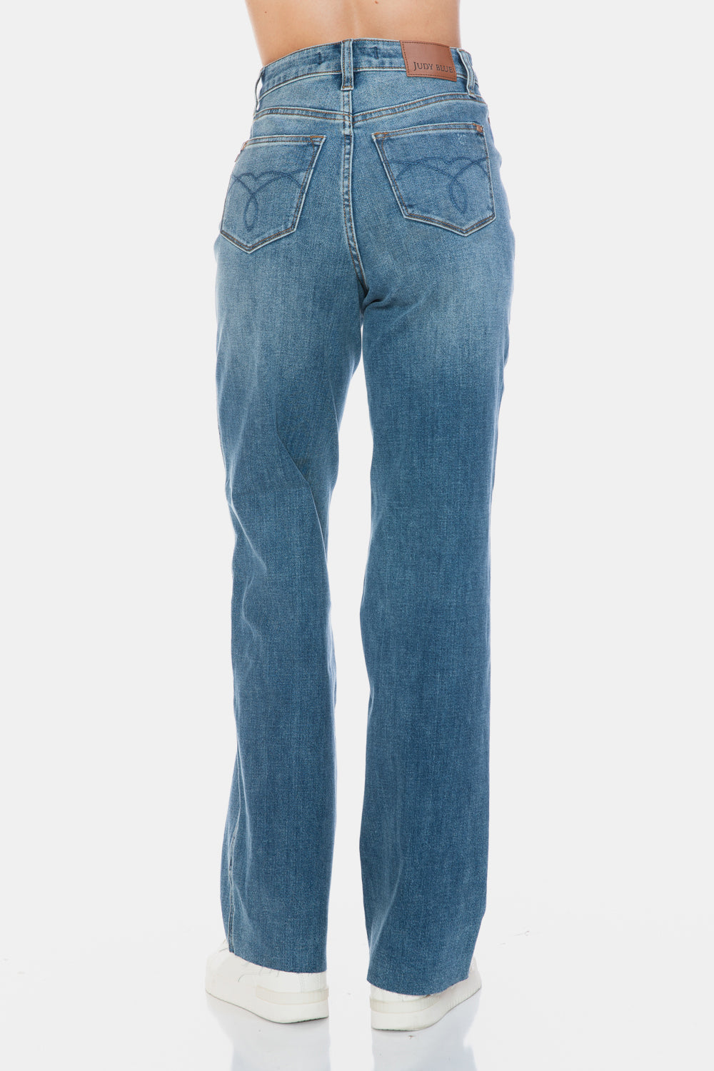 Tummy Control Cut Raw Hem Straight Jeans