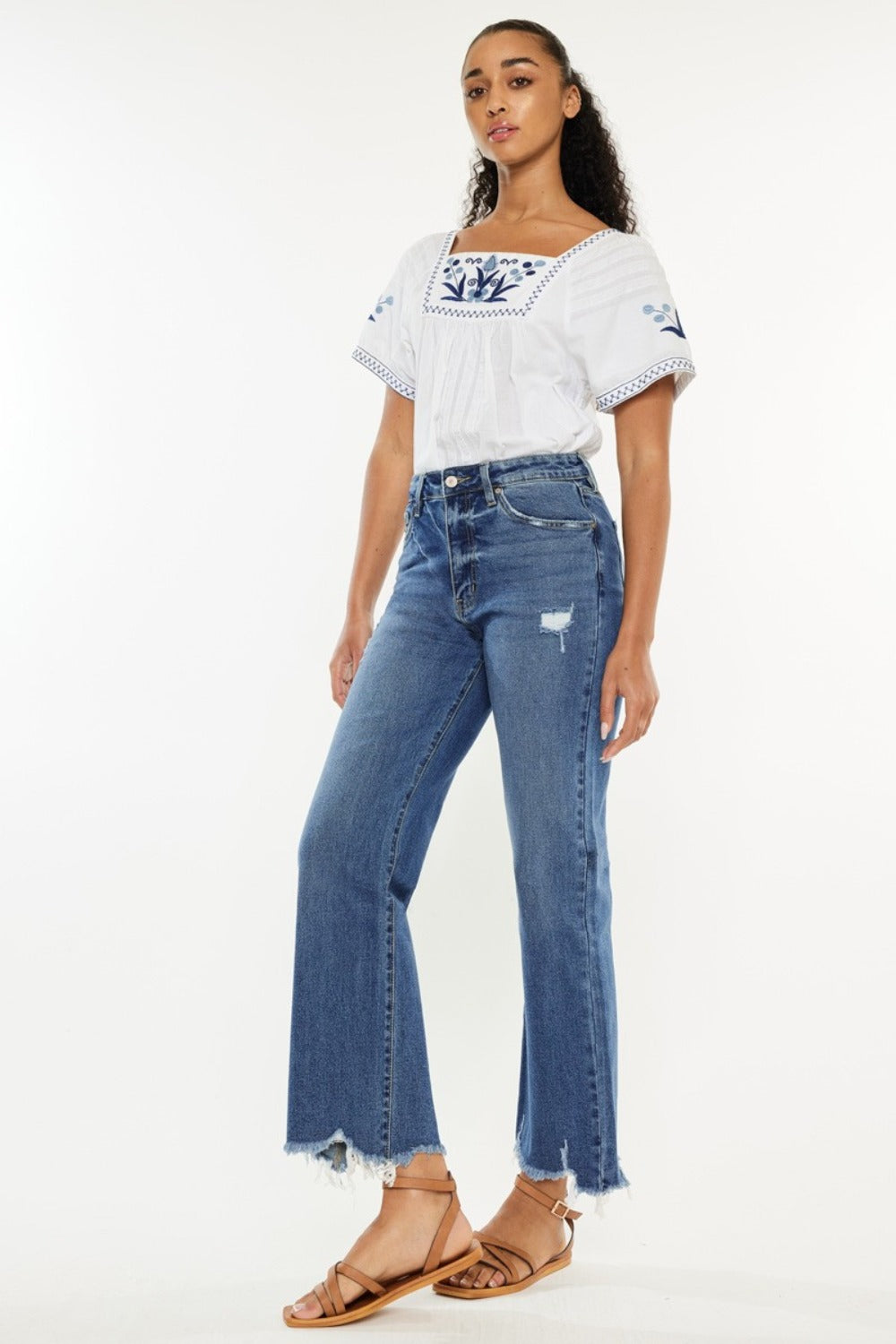 High Rise Slim Wide Leg Jeans