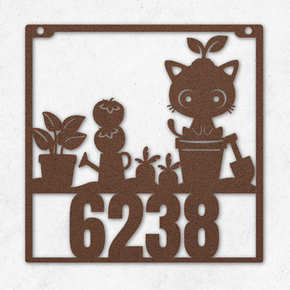 CAT GARDEN METAL SIGN