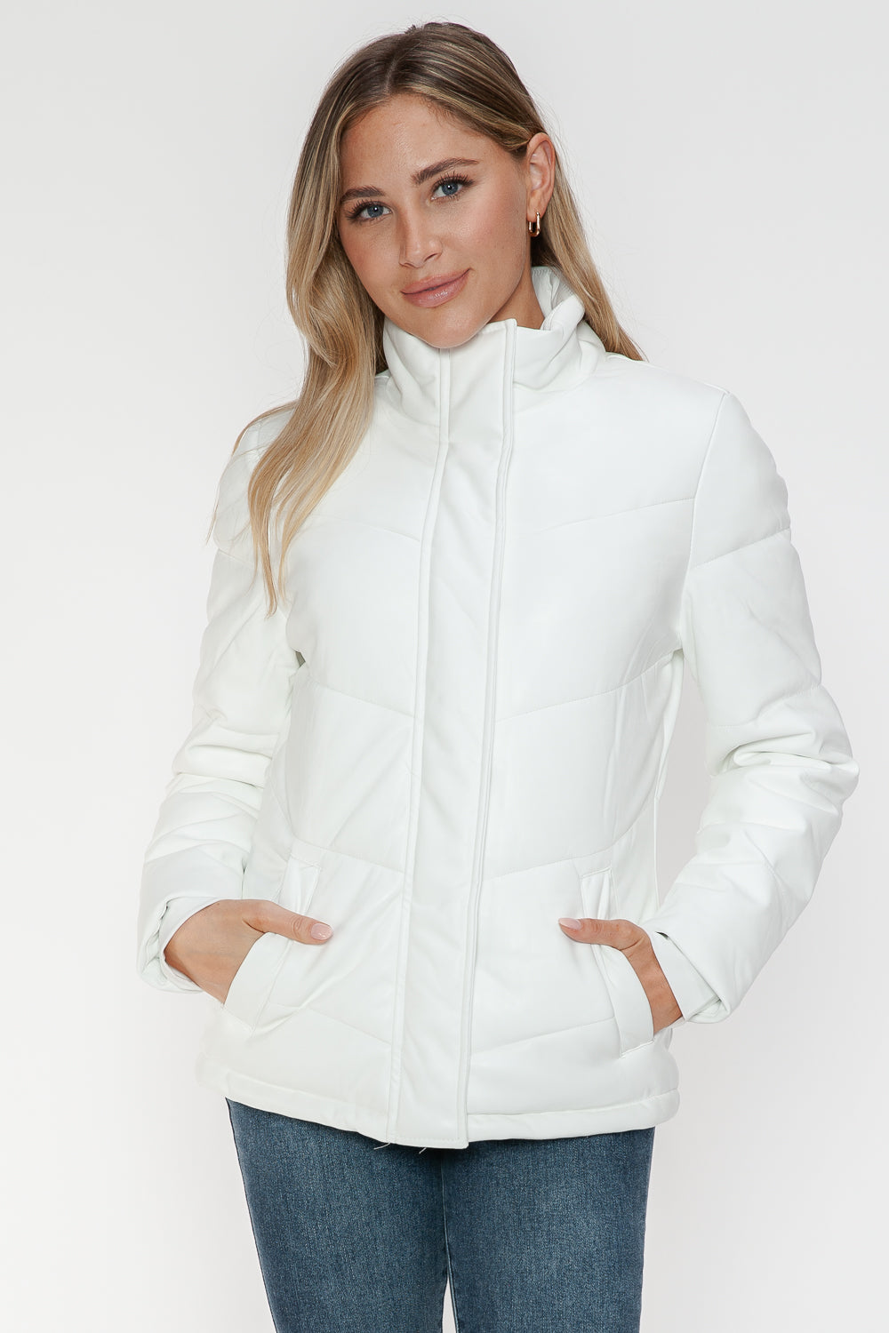 Pocketed Zip Up Turtleneck Puffer Jacket