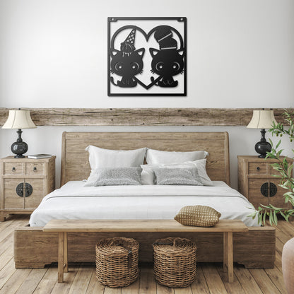 CAT MISCHIEF METAL WALL ART