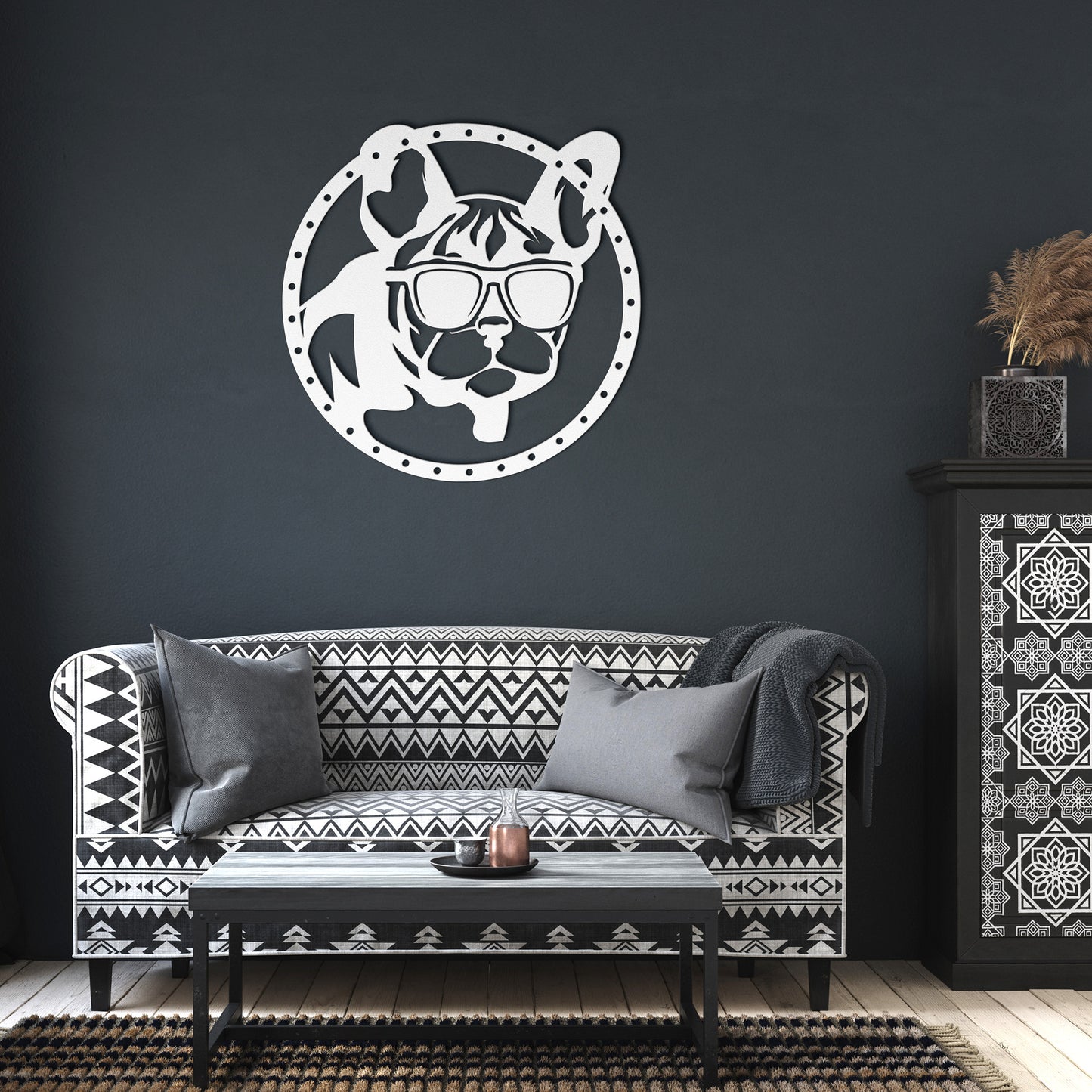 FRENCHIE METAL WALL ART