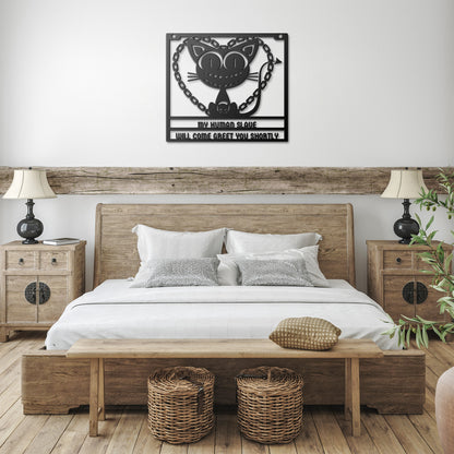 GOTHIC CAT CHAIN HEART METAL WALL ART