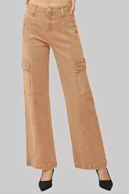 High Rise Wide Leg Cargo Jeans