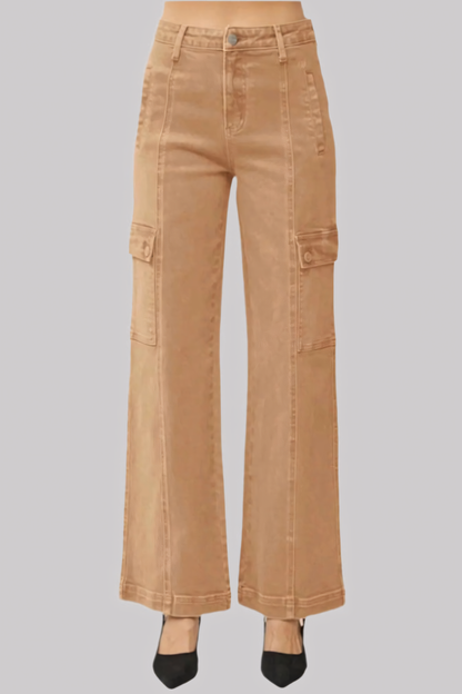 High Rise Wide Leg Cargo Jeans