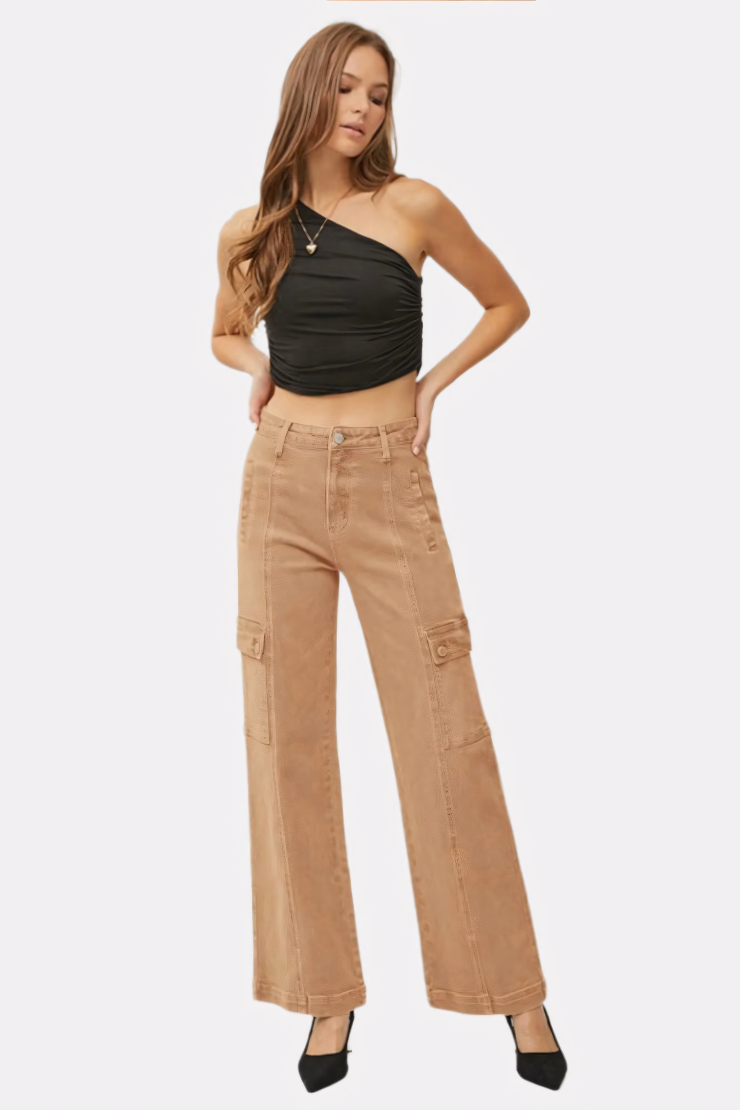 High Rise Wide Leg Cargo Jeans