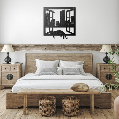 SLEEPING CAT METAL WALL ART