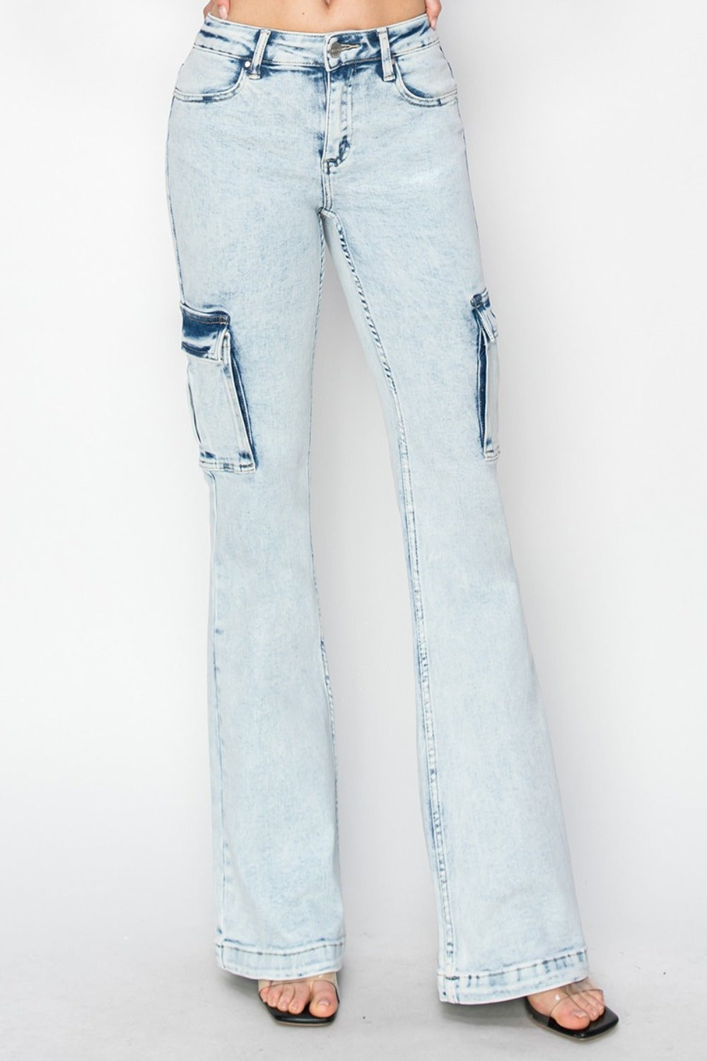 High Rise Cargo Flare Jeans