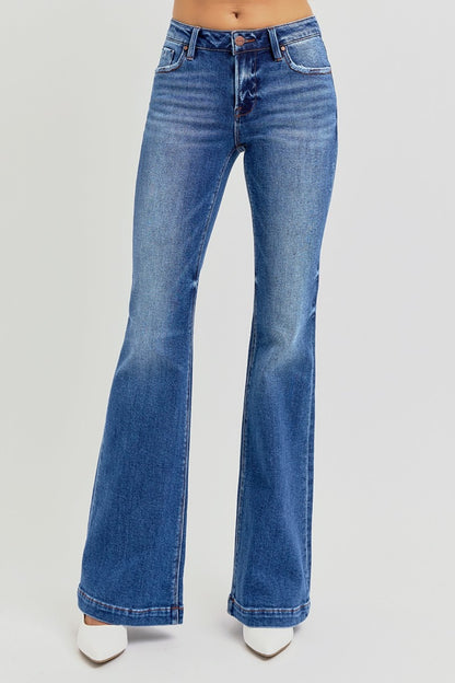 Low Rise Flare Jeans with Pockets