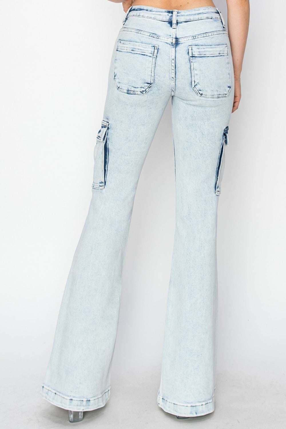 High Rise Cargo Flare Jeans