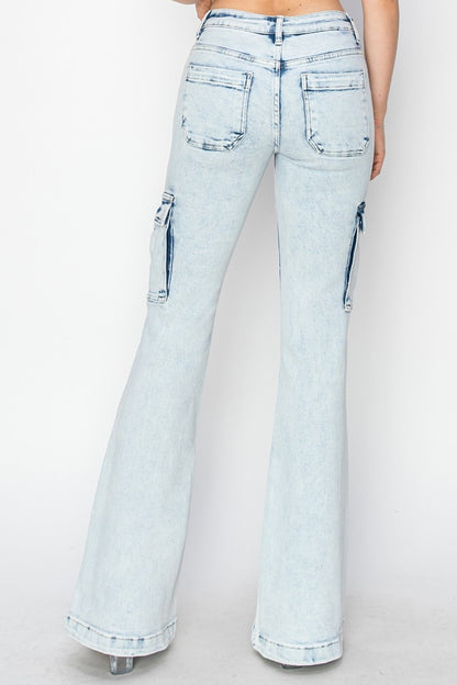 High Rise Cargo Flare Jeans