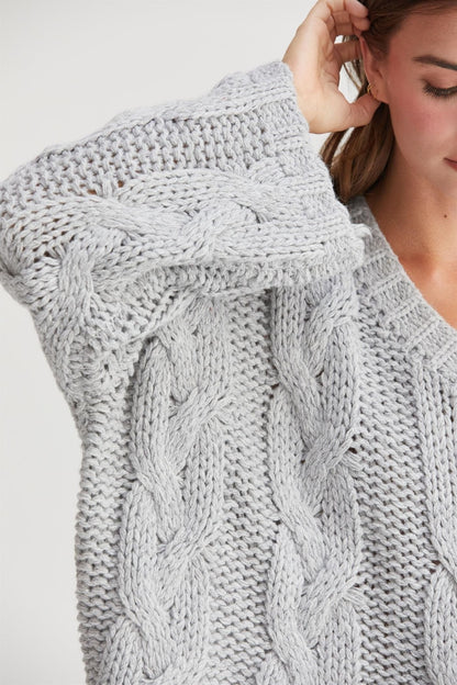 Cable Knit V-Neck Sweater