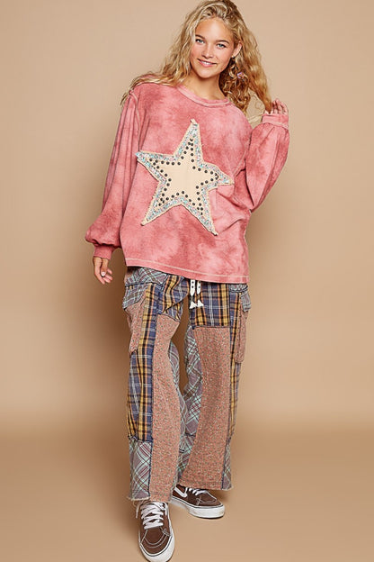 Washed Star Patch With Studded Top