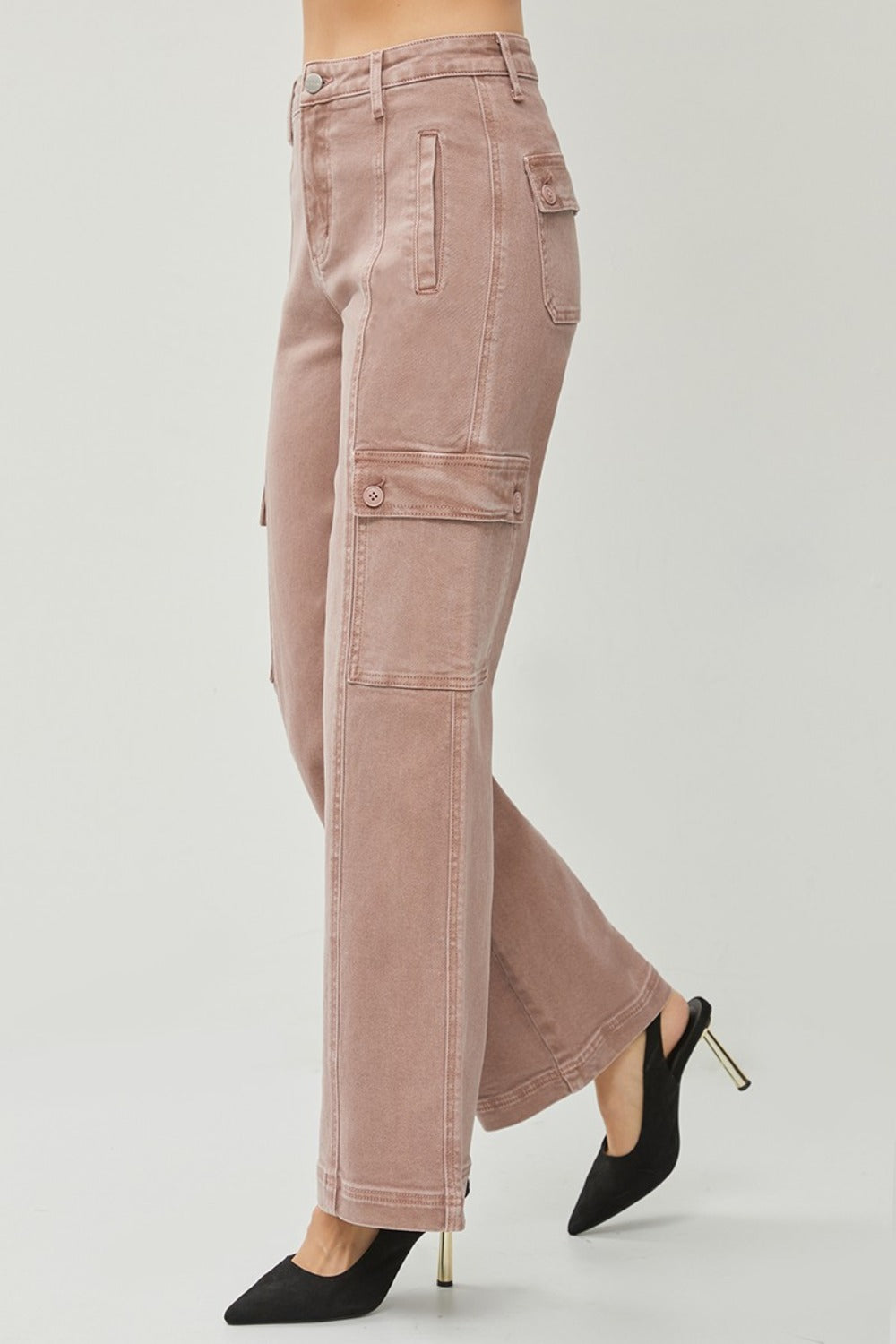 High Rise Wide Leg Cargo Jeans