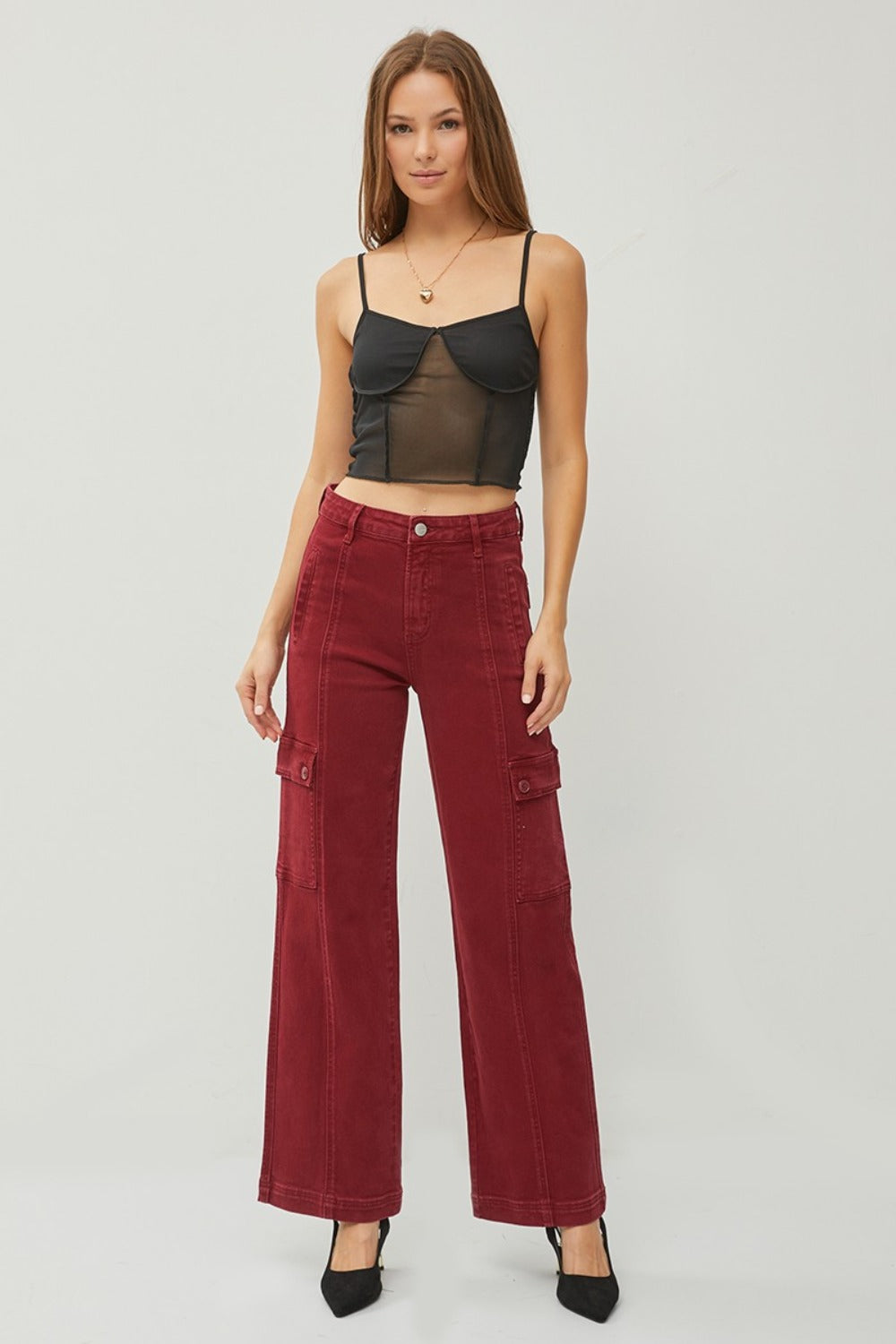 High Rise Wide Leg Cargo Jeans